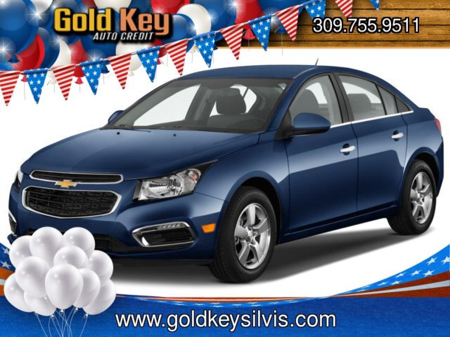 2015 /Blue Ray Metallic Chevrolet Cruze ECO Auto (1G1PH5SB0F7) with an 1.4L L4 DOHC 16V TURBO engine, 6-Speed Automatic transmission, located at 104 1st Avenue, Silvis, IL, 61282, (309) 755-9511, 41.515156, -90.425377 - Photo#0