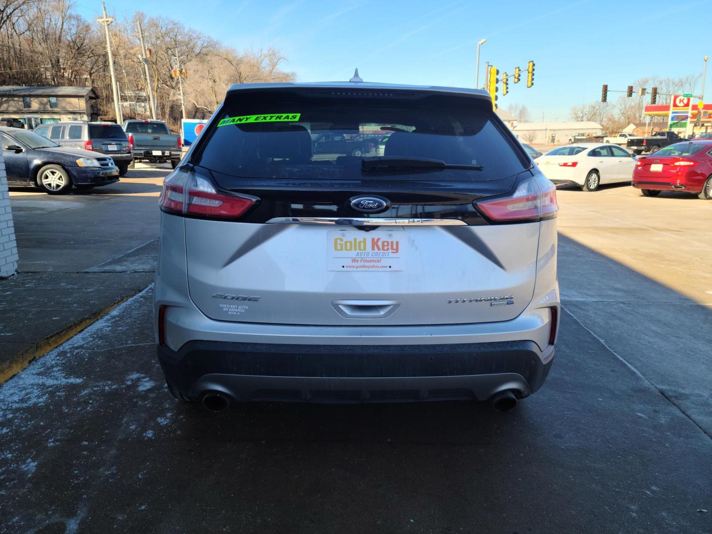 2019 Silver Ford Edge Titanium AWD (2FMPK4K91KB) with an 2.0L L4 DOHC 16V engine, 6A transmission, located at 104 1st Avenue, Silvis, IL, 61282, (309) 755-9511, 41.515156, -90.425377 - Photo#2