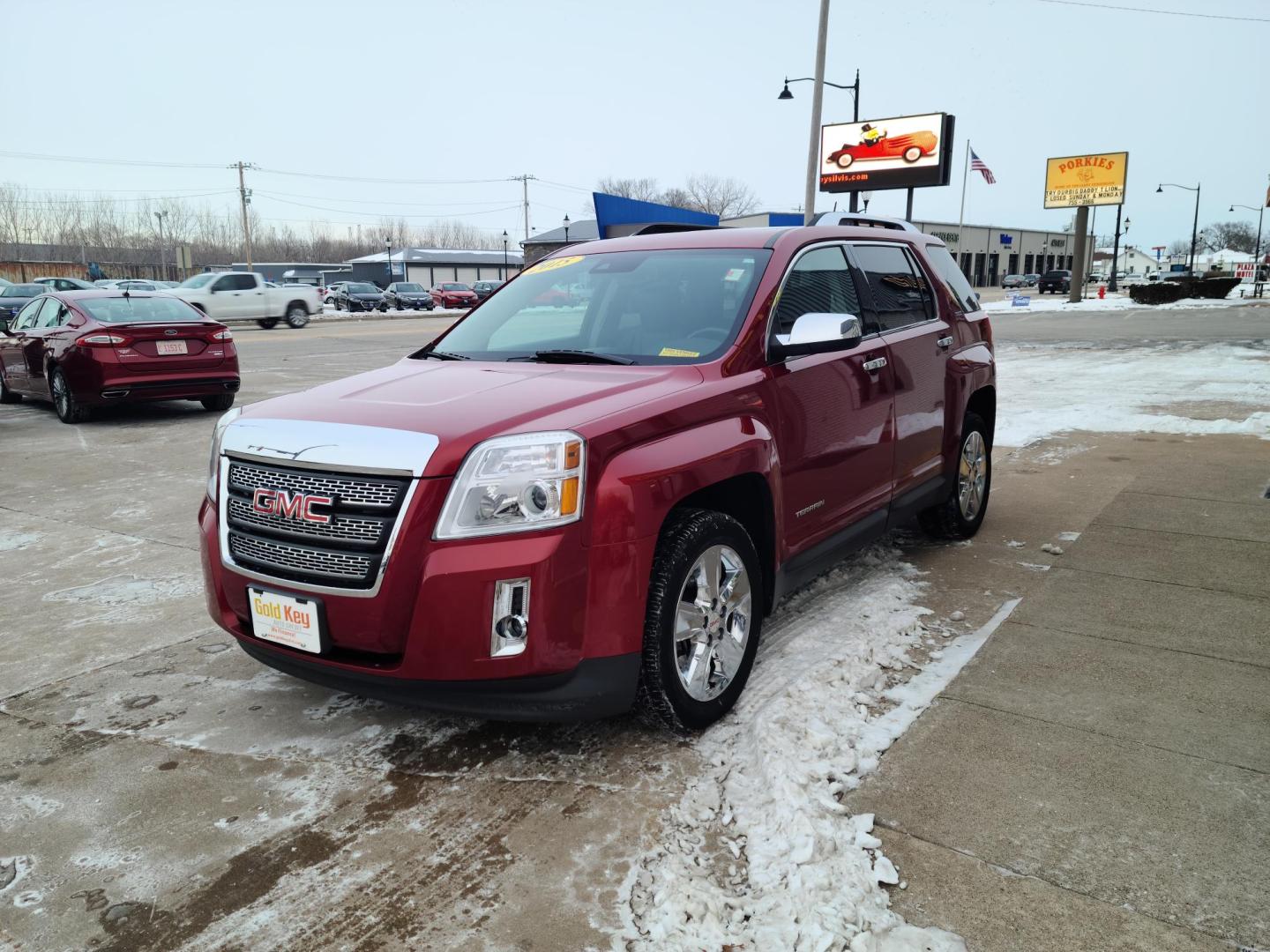 2015 Ruby Red Metallic Tinted Clearcoat /Black GMC Terrain SLT2 AWD (2GKFLYE33F6) with an 3.6L V6 DOHC 24V engine, 6-Speed Automatic transmission, located at 104 1st Avenue, Silvis, IL, 61282, (309) 755-9511, 41.515156, -90.425377 - Photo#0